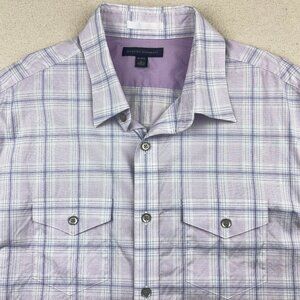 Lavender Pastel Shirt Mens L Retro Banana Republic Button Down Blue Lilac Plaid